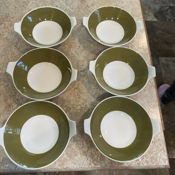 Mikasa Other - Vintage Mikasa Iron Stone Palmetto Bowls 3306 Set of Six Green & White Japan